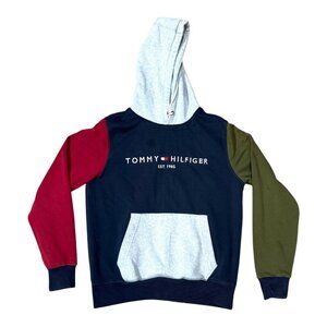 Vintage Tommy Hilfiger Colorblock Hoodie Sweatshirt M Multicolor Cotton Blend